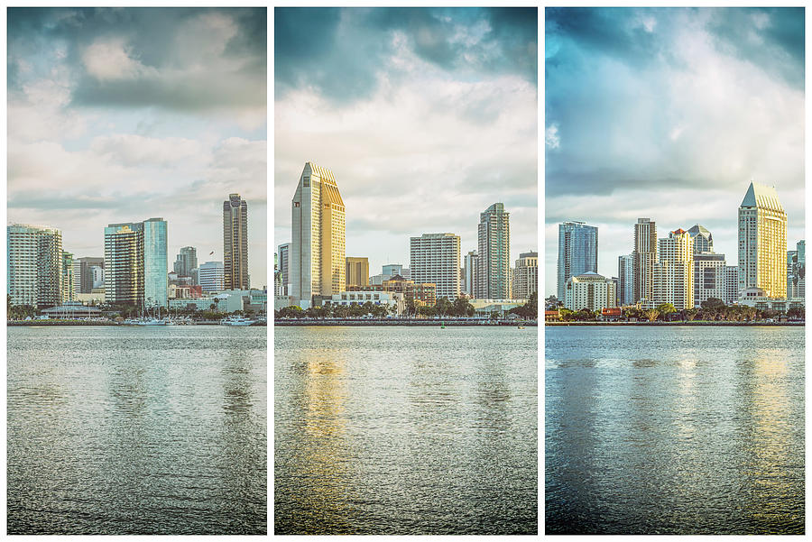 San Diego Photograph - Three Skylines Triptych #1 by Joseph S Giacalone