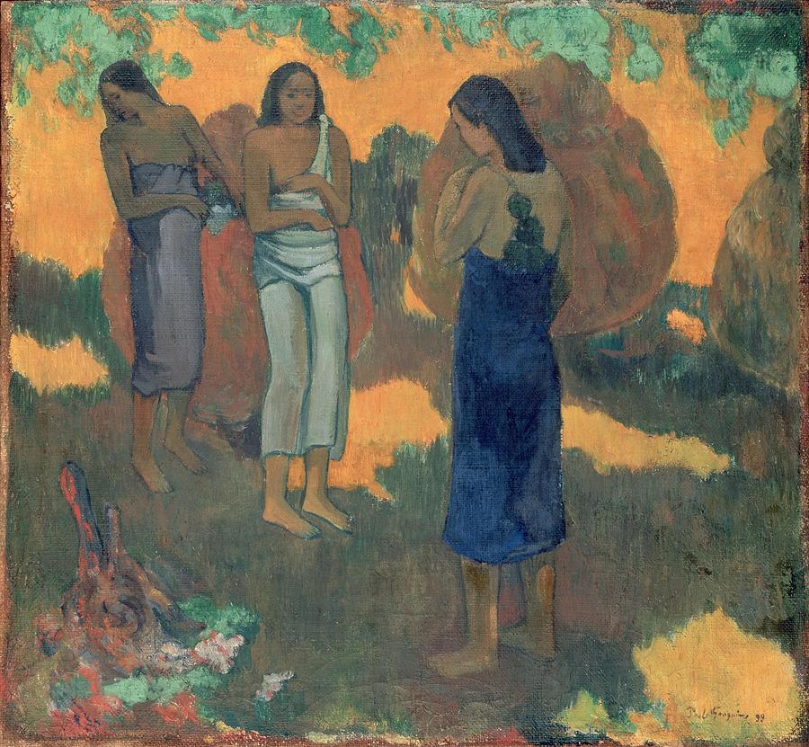 Three Tahitian Women Against a Yellow Background 1899 Painting by Paul ...