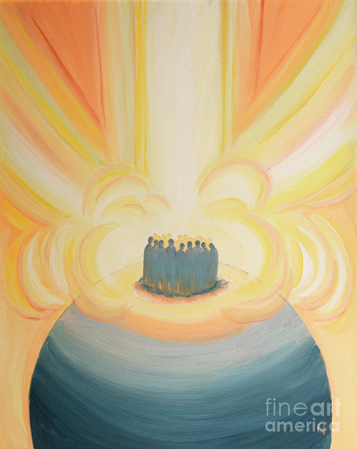 Through Christ The Light Of Heaven Enfolds Us At Every Mass Painting by Elizabeth Wang
