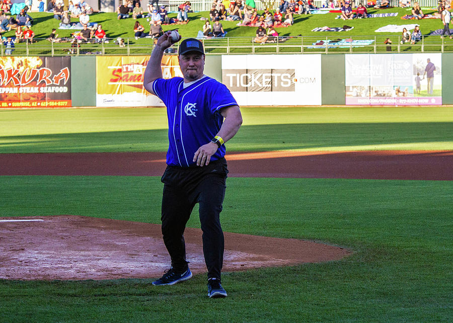 Throwing out First Pitch #1 Photograph by Randy Jackson
