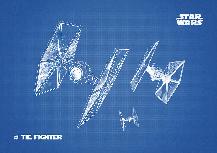 Star Wars Digital Art - TIE FIGHTER blue #1 by Dennson Creative