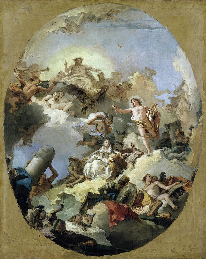 1765 Painting - The Apotheosis of the Spanish Monarchy, c1765 by Giovanni Battista Tiepolo 1765 Painting - The Apotheosis of the Spanish Monarchy, c1765 by Giovanni Battista Tiepolo
