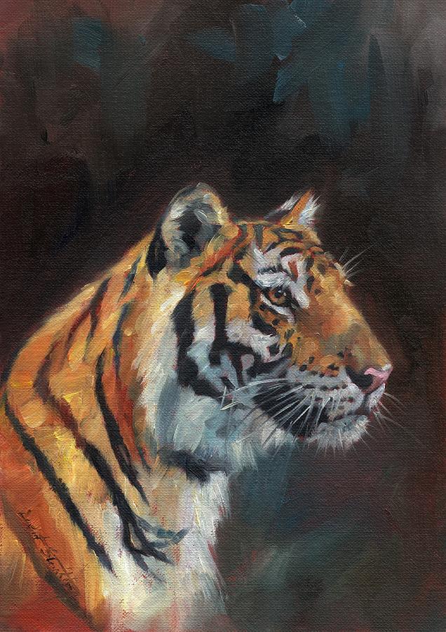 Portrait of a Tiger #1 Painting by David Stribbling