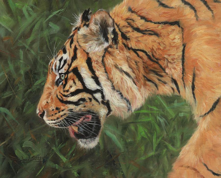 Tiger Profile #1 Painting by David Stribbling