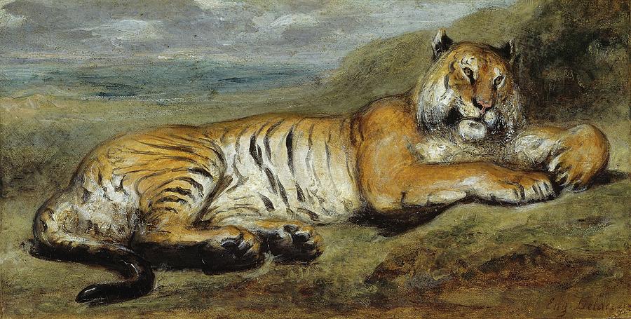 Wildlife Painting - Tiger Resting by Pierre Andrieu