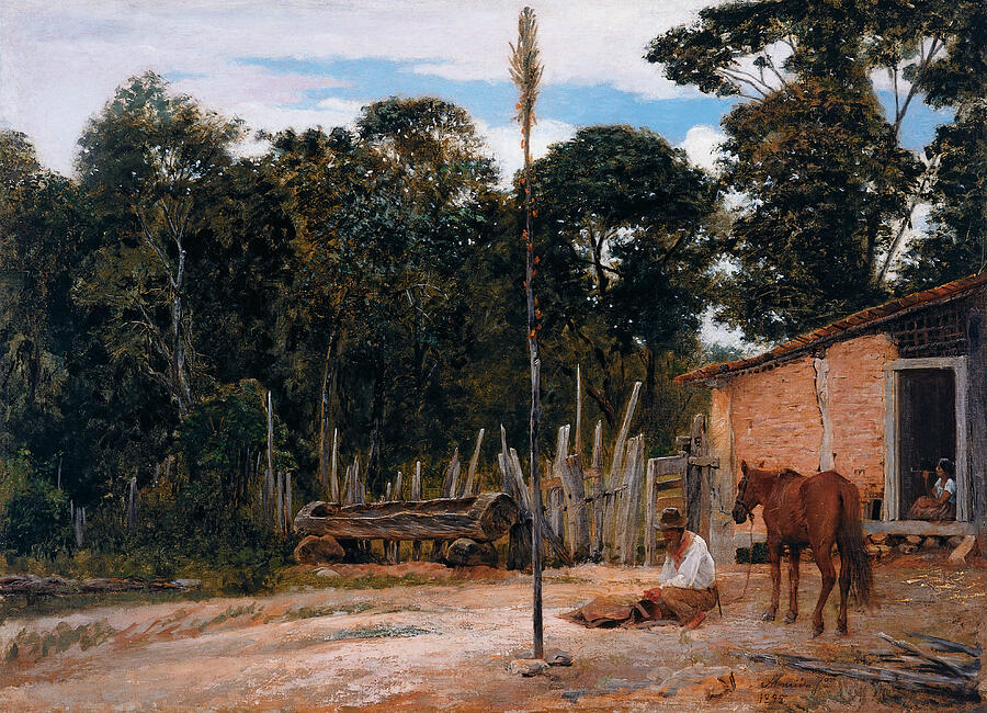 Tightening the Saddle, from 1895 Painting by Almeida Junior