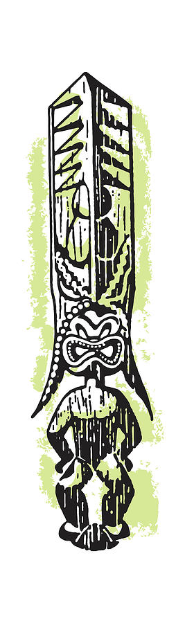 Vintage Drawing - Tiki Monster #1 by CSA Images
