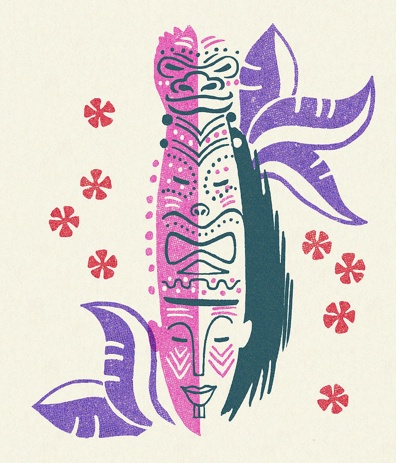 Vintage Drawing - Tiki Statue #1 by CSA Images