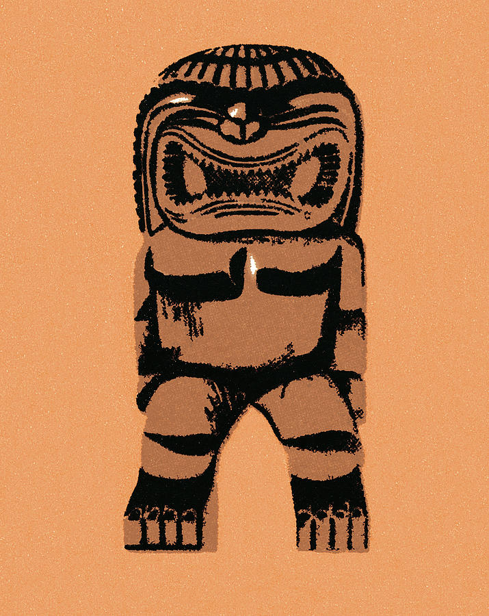 Vintage Drawing - Tiki totem #1 by CSA Images