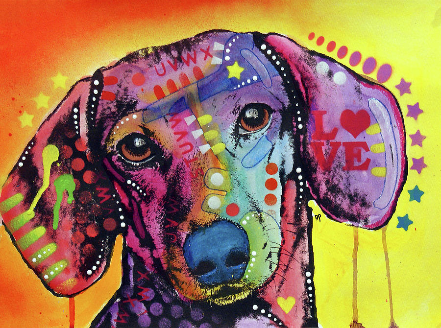 Dog Mixed Media - Tilt Dachshund Love #1 by Dean Russo
