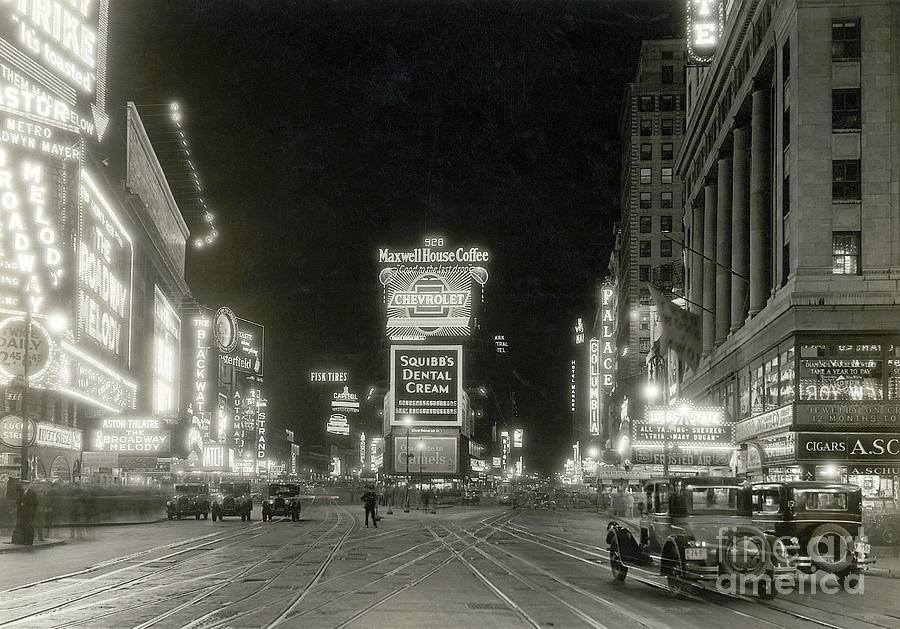 Times Square At Night #1 Photograph by Bettmann