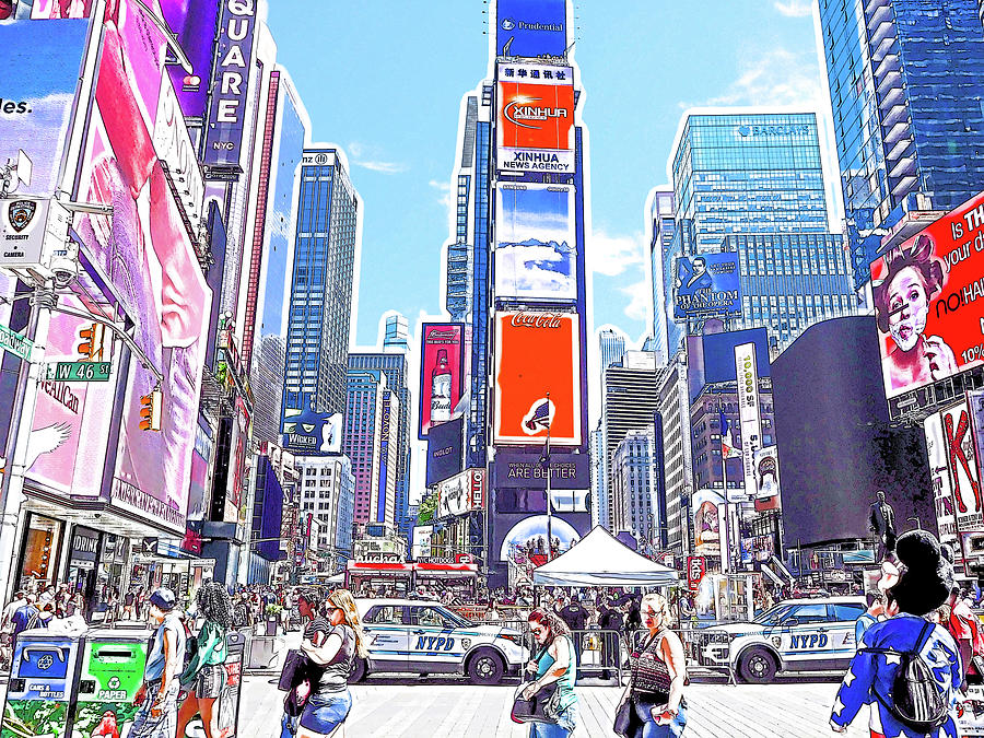Times Square in New York City 6 #1 Painting by Jeelan Clark