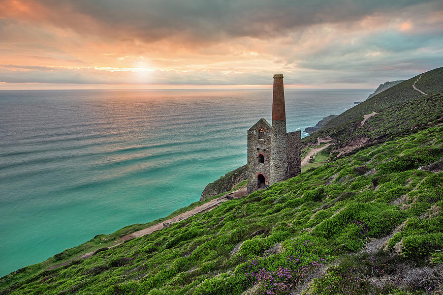 Sunset Digital Art - Tin Mine In Coast Of Cornwall #1 by Reinhard Schmid