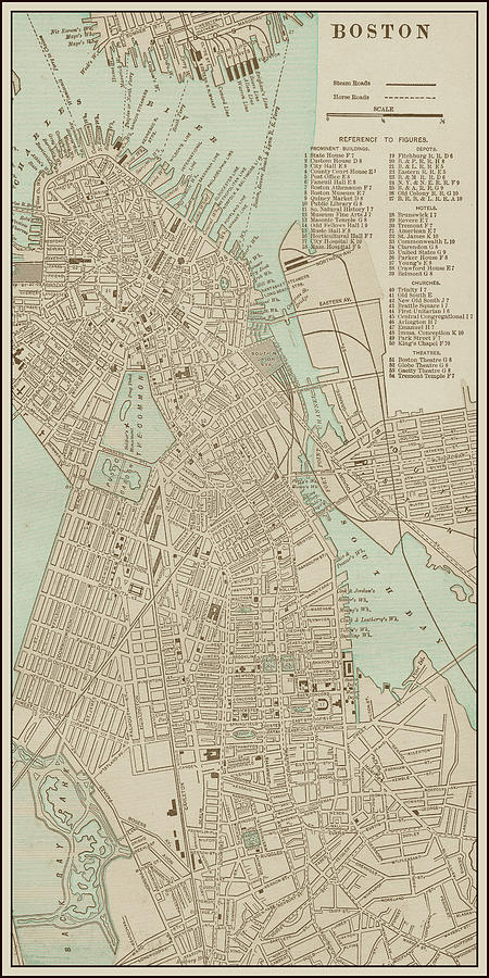 Map Painting - Tinted Map Of Boston #1 by Vision Studio