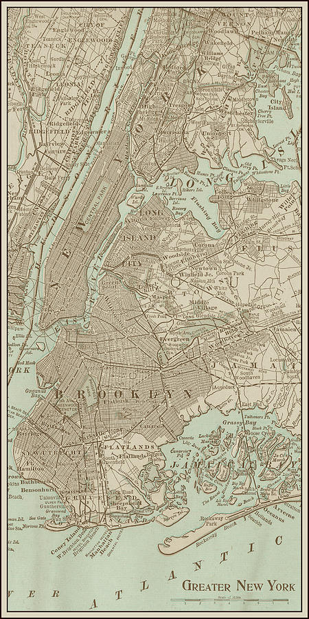 Map Painting - Tinted Map Of New York #1 by Vision Studio