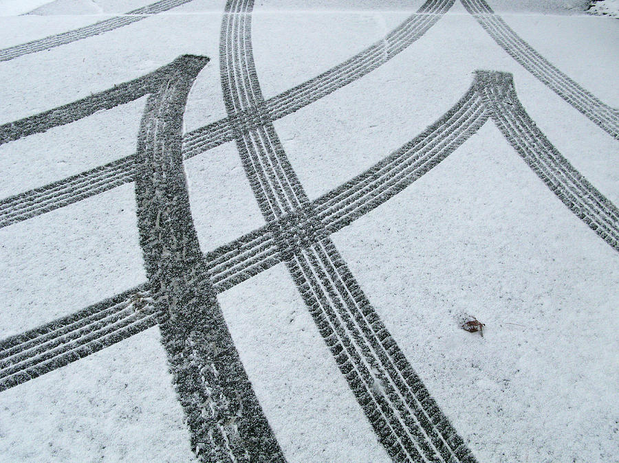 Tire Tracks In Snow, Winter #1 Photograph by Jerry Whaley