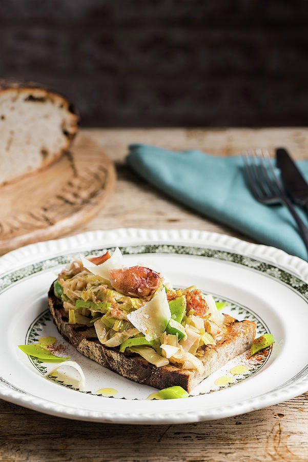 Toast With Butter Leek And Crab Meat Photograph by Russel Brown Fine