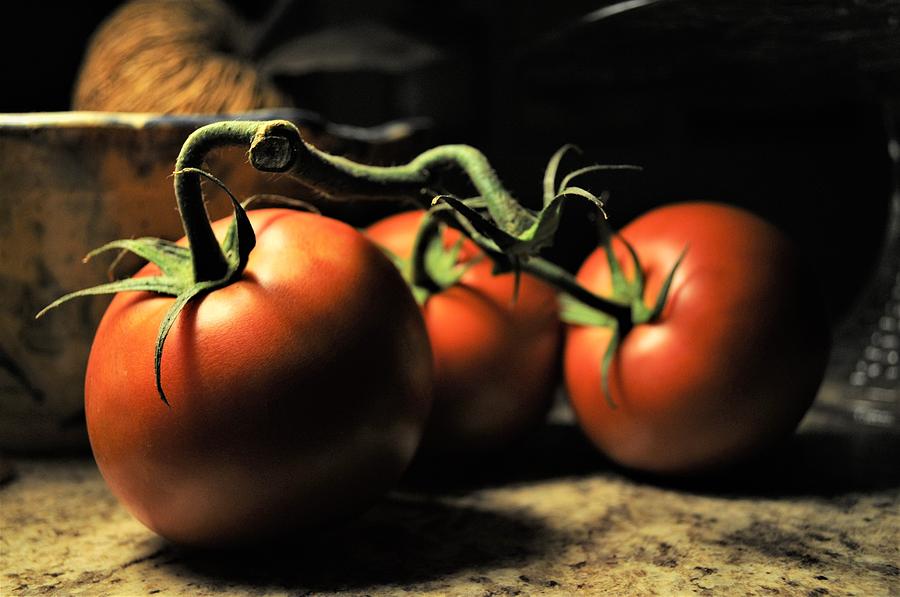 Tomato Still Life With Vine In New Orleans LA Photograph by Michael Hoard