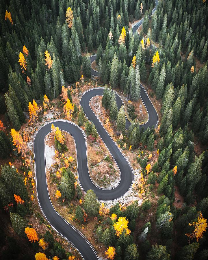 Nature Photograph - Top Aerial View Of Famous Snake Road #1 by Ivan Kmit