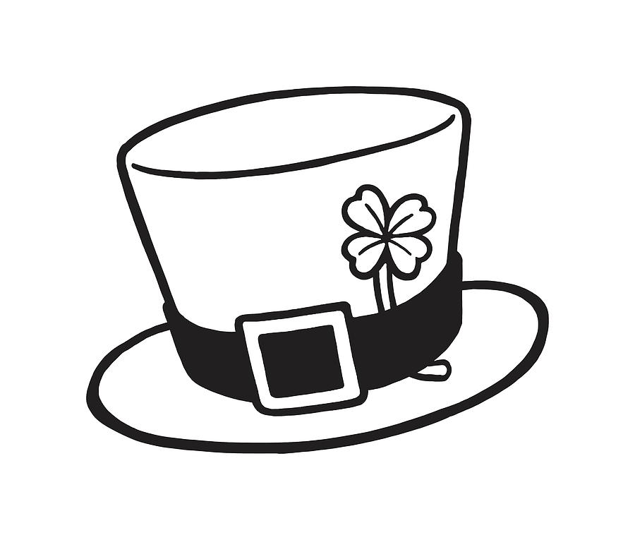 Top Hat with Four Leaf Clover Drawing by CSA Images - Fine Art America