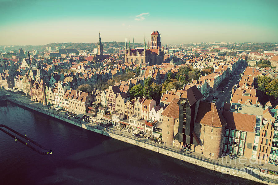 Top view of an old town in Gdansk, Poland. #1 Photograph by Michal Bednarek