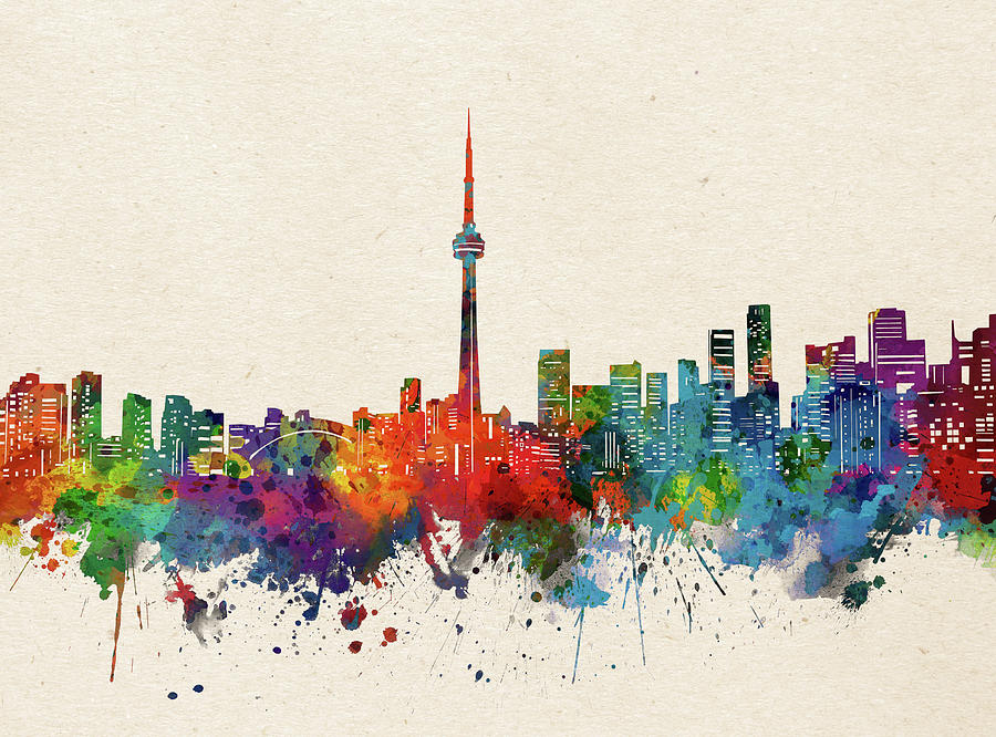 Toronto Skyline Watercolor Digital Art