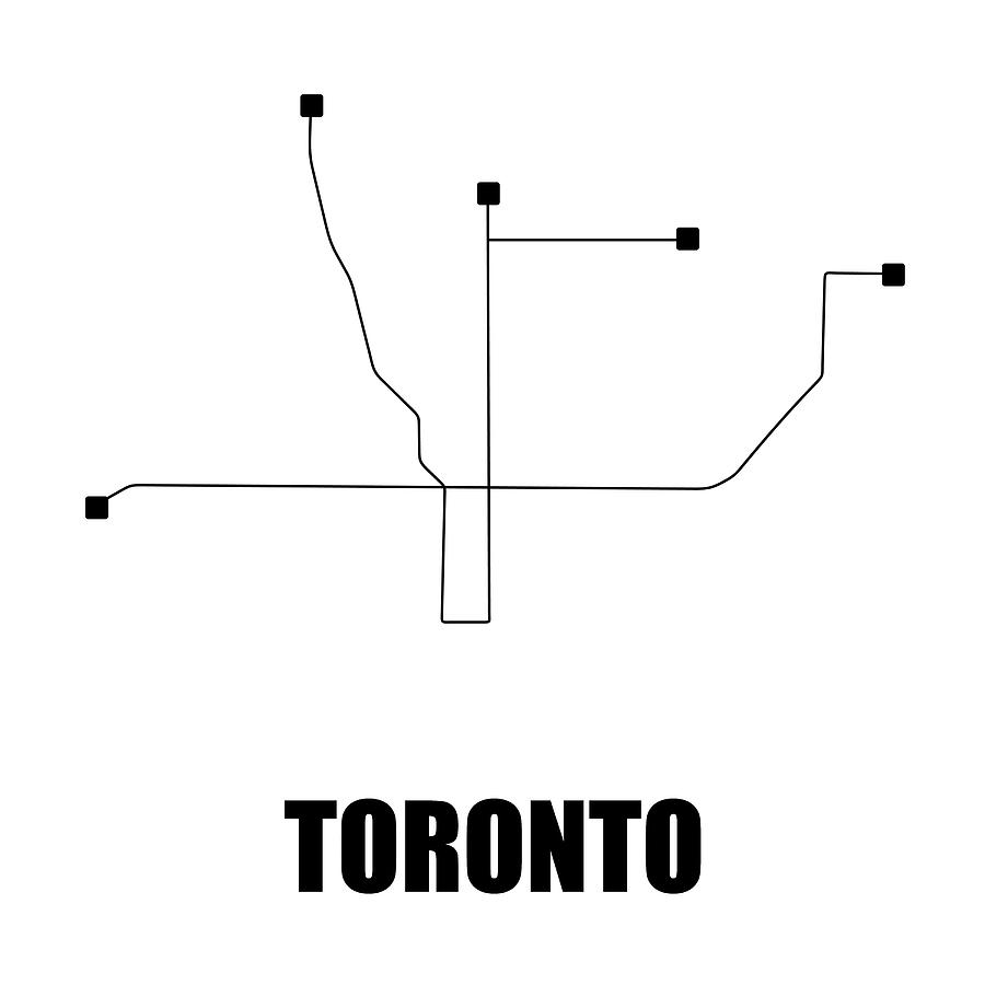 Toronto Digital Art - Toronto White Subway Map by Naxart Studio Toronto Digital Art - Toronto White Subway Map by Naxart Studio