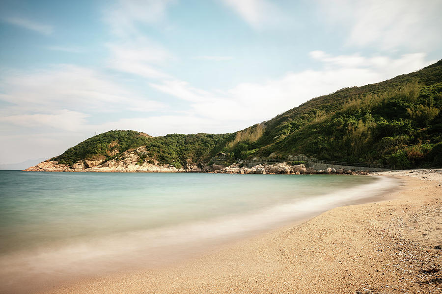 Torquise Water, Lonely Beach At Cheng Chau Island, Hongkong, China, Asia, Long Time Exposure #1 Photograph by Gnther Bayerl