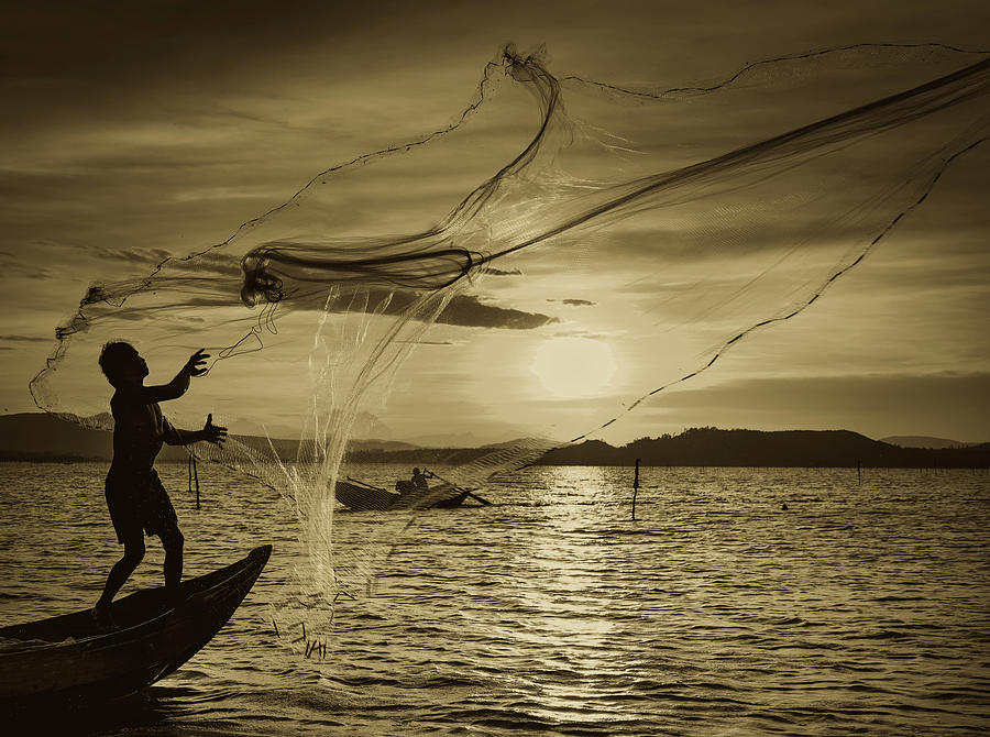 Tossing The Fishing Net #1 by Mountain Dreams