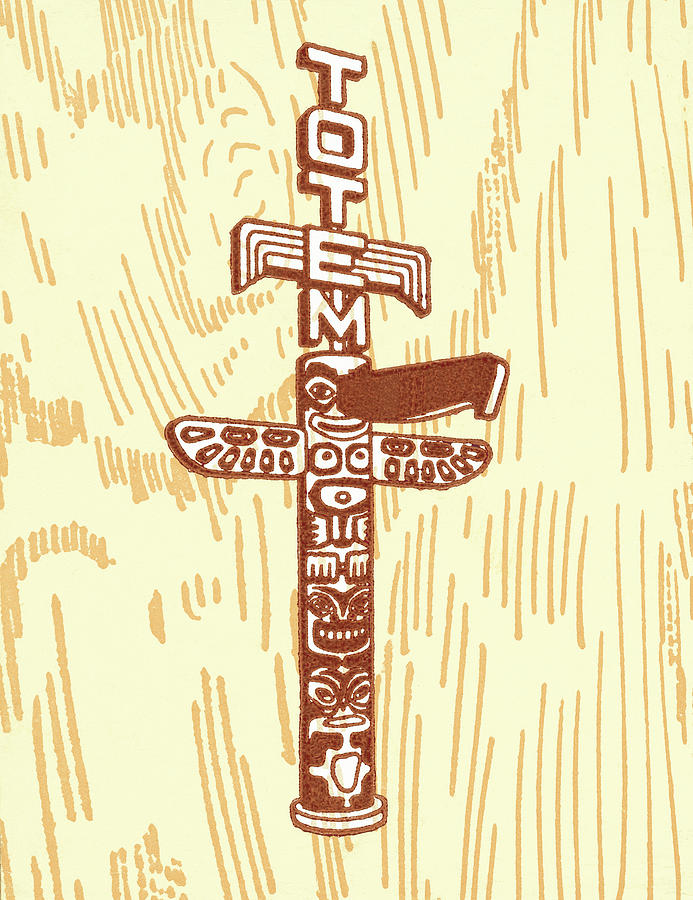 Vintage Drawing - Totem #1 by CSA Images
