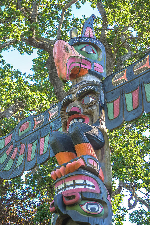 Totem Pole At Thunderbird Park Victoria Bc Canada #1 Photograph by Alex Grichenko