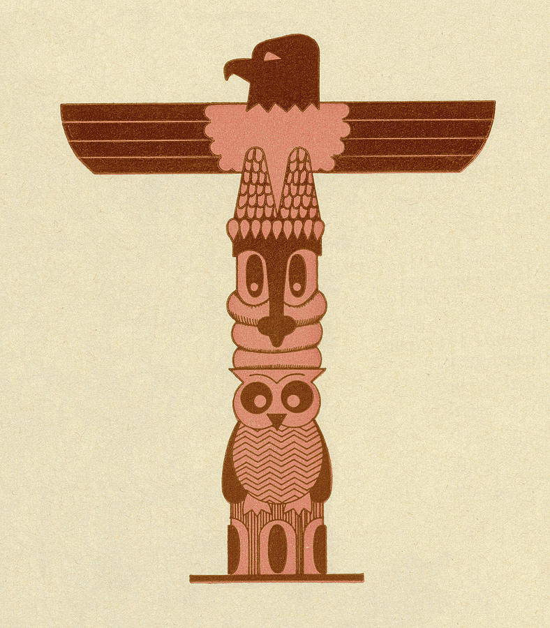 Eagle Drawing - Totem Pole #1 by CSA Images