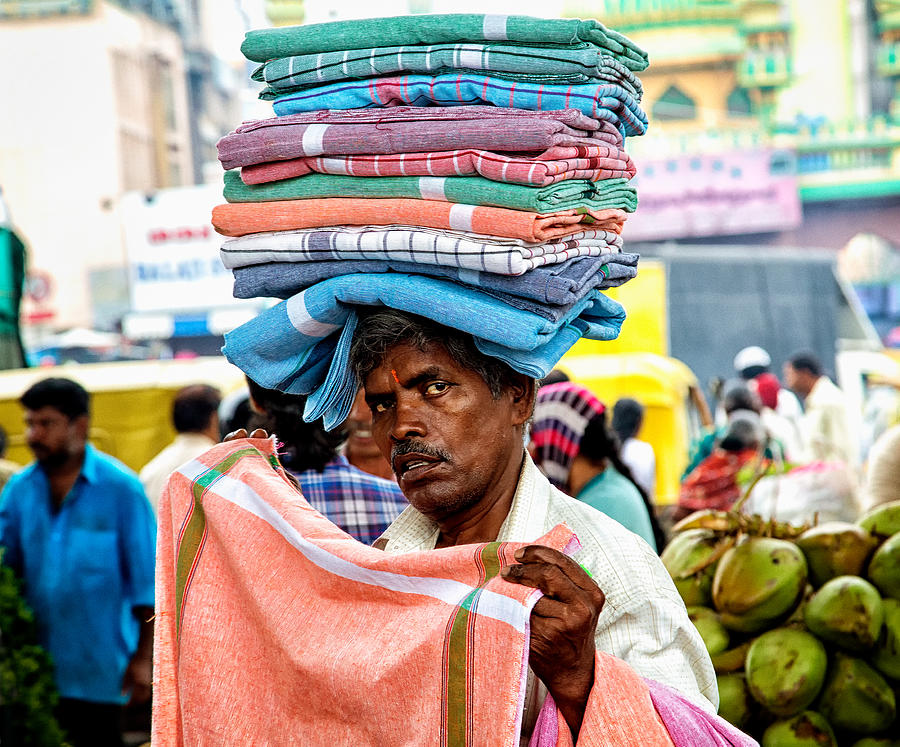 Portrait Photograph - Towels At The Marketplace #1 by John Hoey