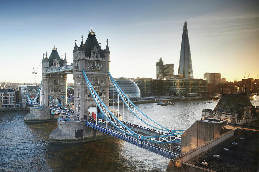 London Digital Art - Tower Bridge And The Shard, London, Uk #1 by Gu