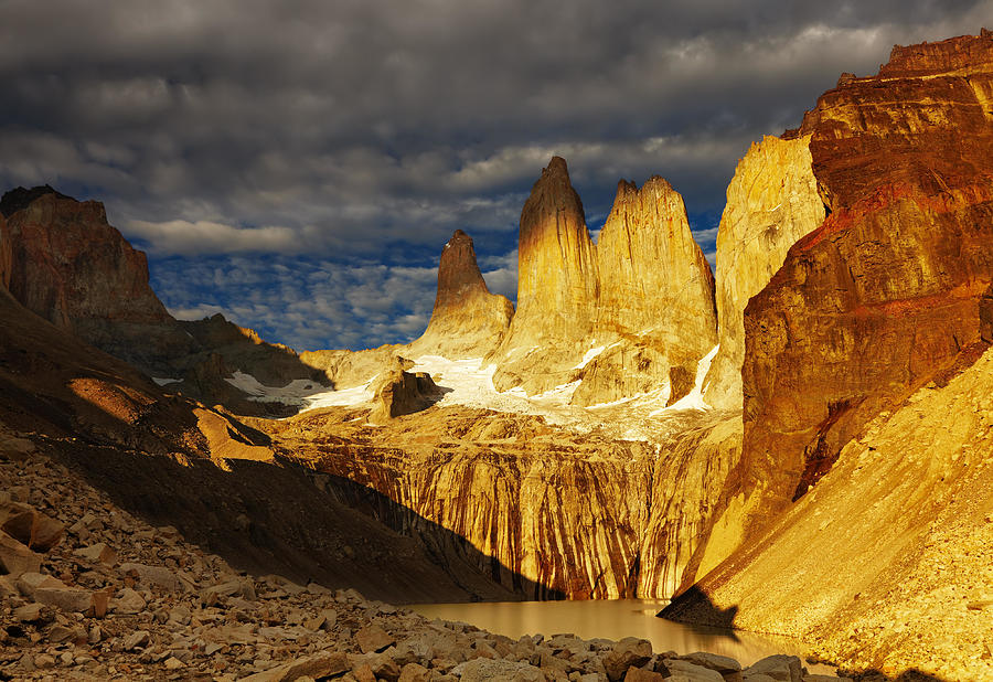Landscape Photograph - Towers At Sunrise, Torres Del Paine #1 by DPK-Photo