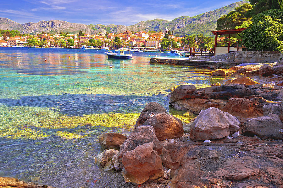 Town of Cavtat colorful Adriatic waterfront view #1 Photograph by Brch Photography