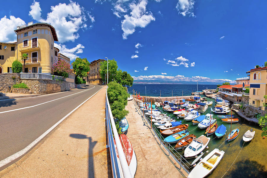 Town of Lovran waterfront panoramic view #1 Photograph by Brch Photography