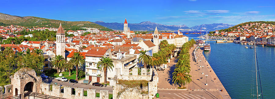 Town of Trogir waterfront and landmarks panoramic view #1 Photograph by Brch Photography
