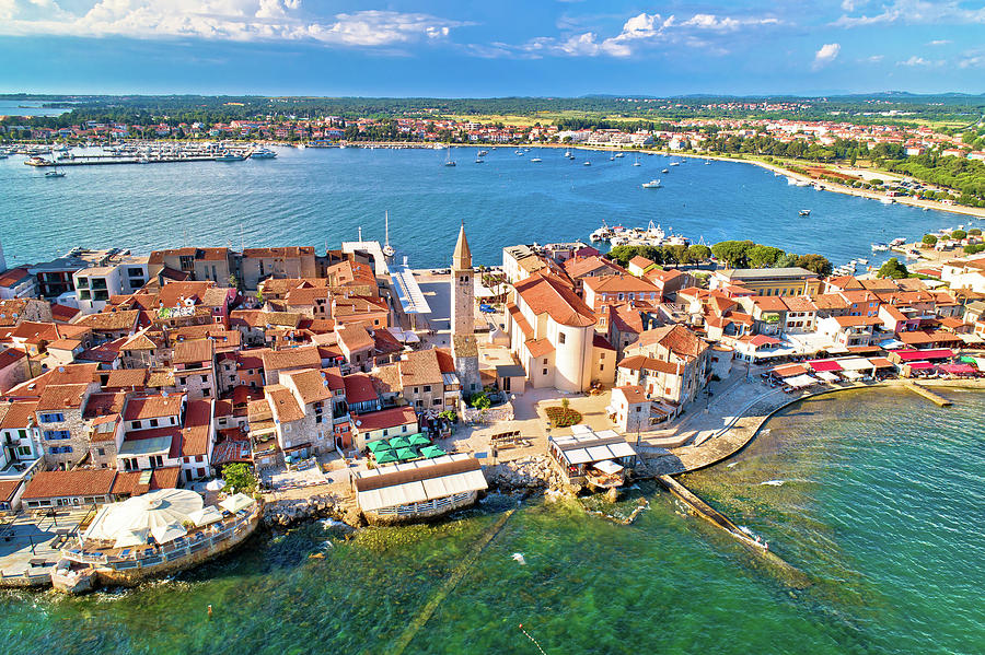 Town of Umag historic coastline architecture aerial view #1 Photograph by Brch Photography
