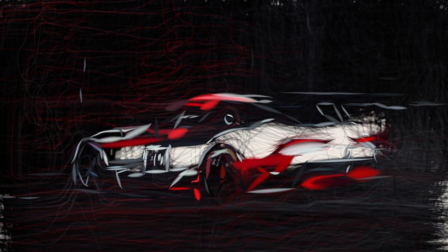 Toyota GR Supra Racing Drawing #2 Digital Art by CarsToon Concept