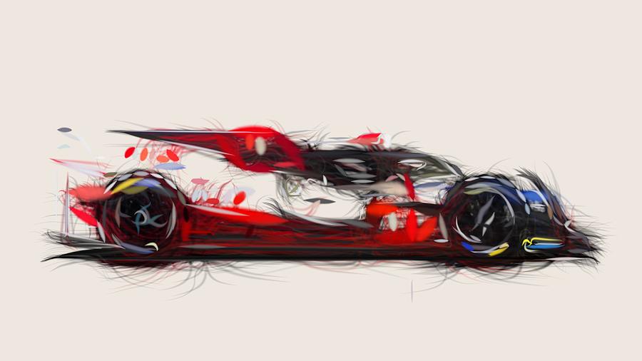 Toyota TS050 Hybrid Drawing #2 Digital Art by CarsToon Concept