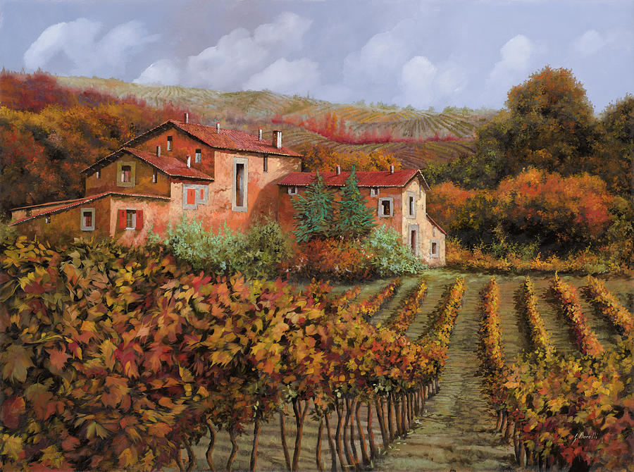 Wine Painting - Tra Le Vigne A Montalcino #1 by Guido Borelli