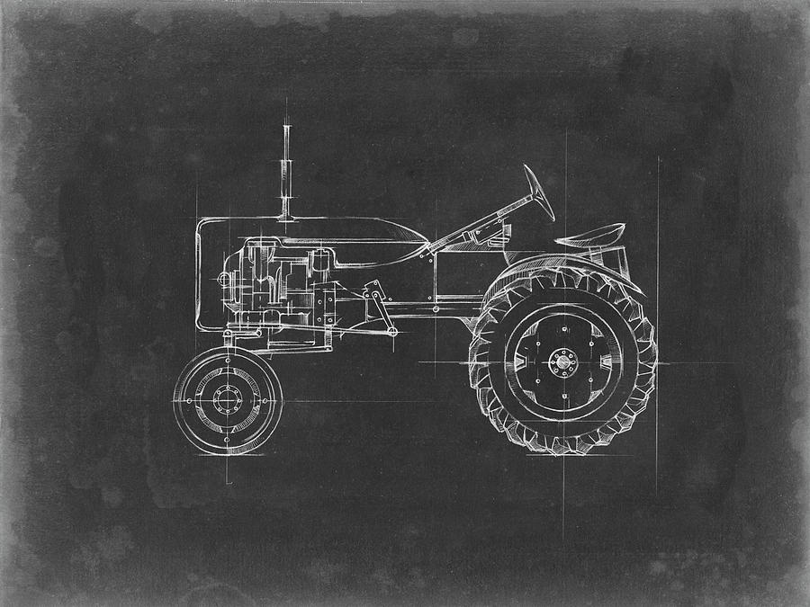 Transportation Painting - Tractor Blueprint IIi by Ethan Harper
