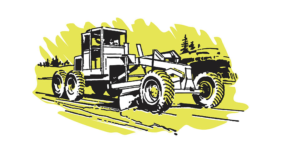 Transportation Drawing - Tractor in Field #1 by CSA Images