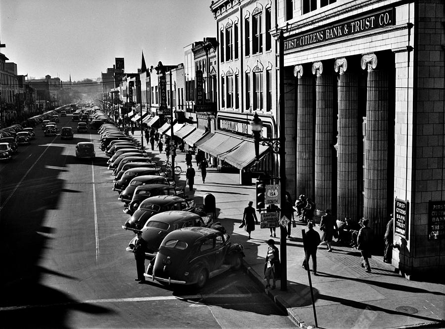 Traffic on the main street of Fayetteville, North Carolina at about five oclock, when the workers s #1 Painting by Celestial Images