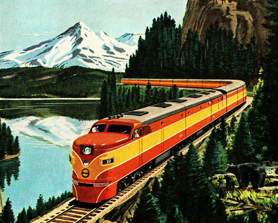 Nature Drawing - Train in the Mountians #1 by CSA Images
