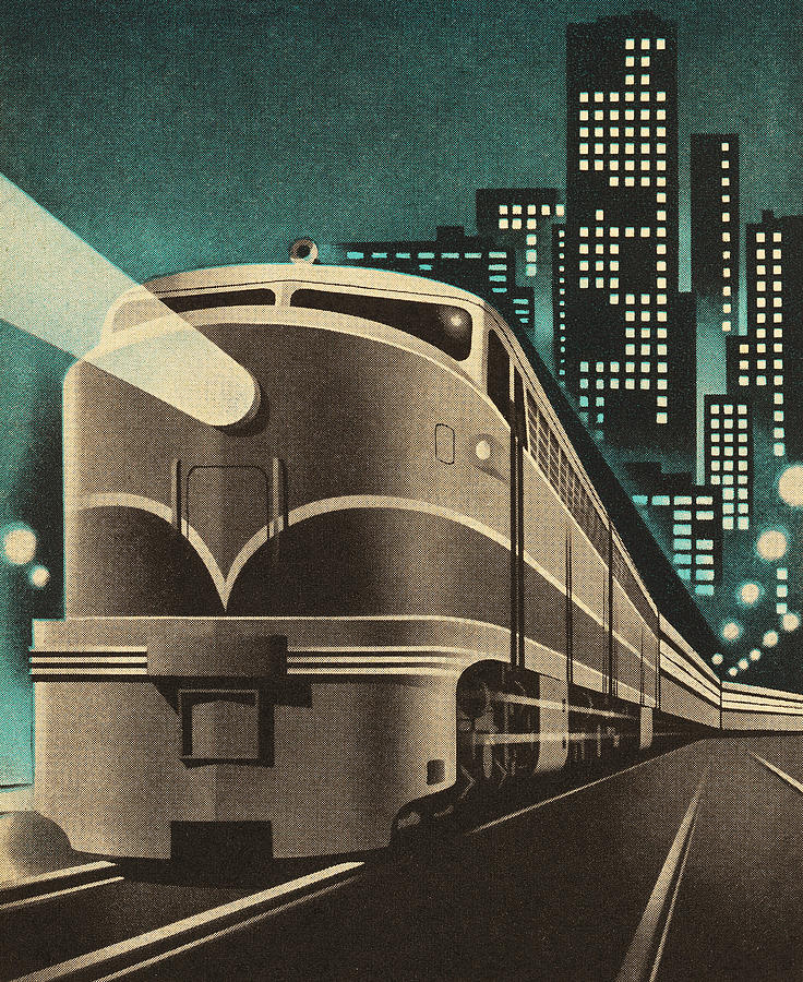 Architecture Drawing - Train Leaving City #1 by CSA Images