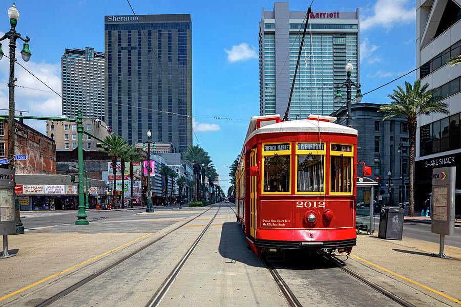 Tram On Canal St, New Orleans La #1 Digital Art by Claudia Uripos