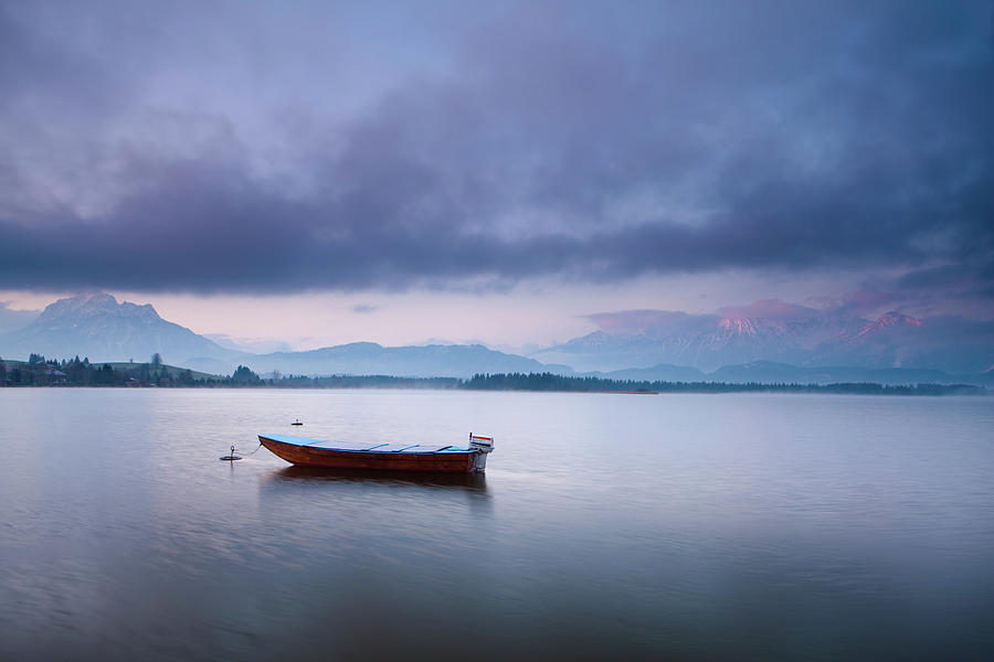 Tranquil Scene With Boat At Lake #1 Photograph by Wingmar