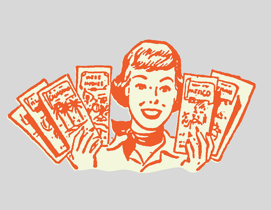 Vintage Drawing - Travel Agent with Brochures #1 by CSA Images